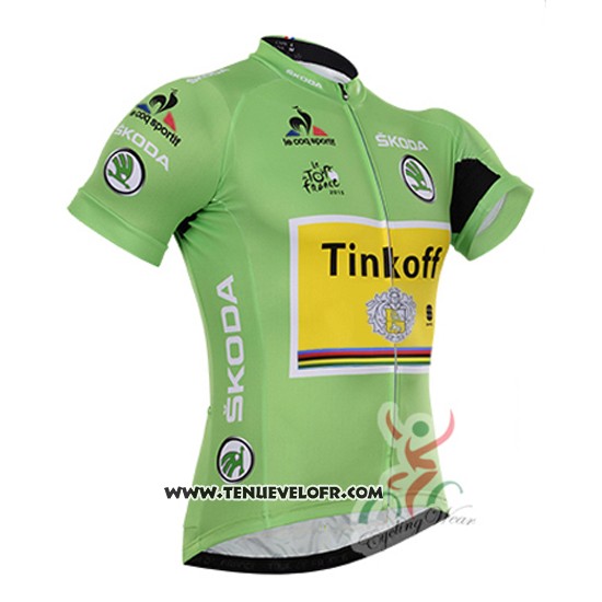 2016 Maillot Ciclismo Tinkoff Lider Vert et Noir Manches Courtes et Cuissard